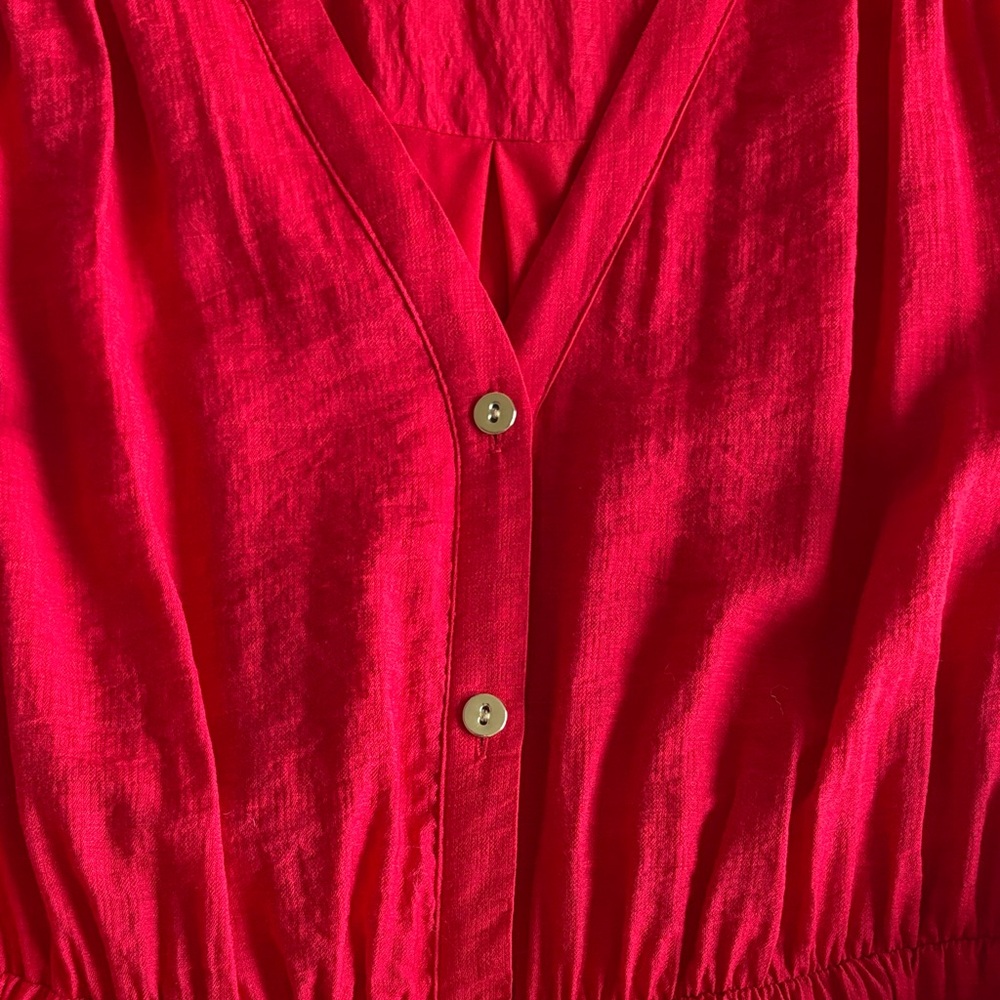 Red Button-Front Dress - image 4